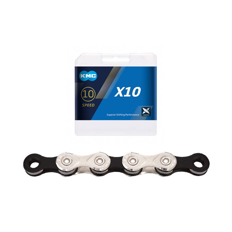 KMC CHAIN X10 116 LINKS SILVER/BLACK